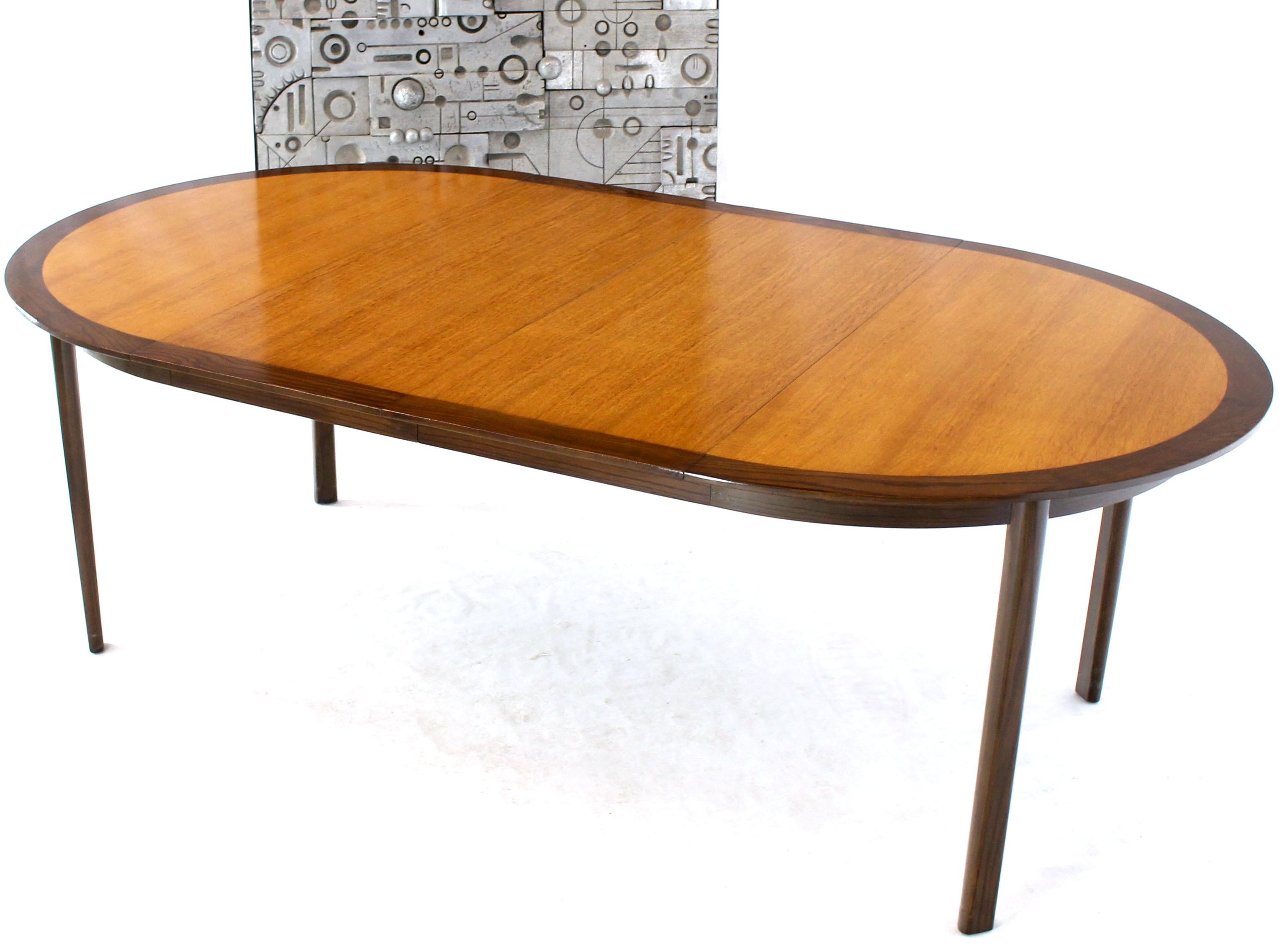 Lacquered Dunbar Two-Tone Light & Dark Walnut Dining Table with Two Leaves