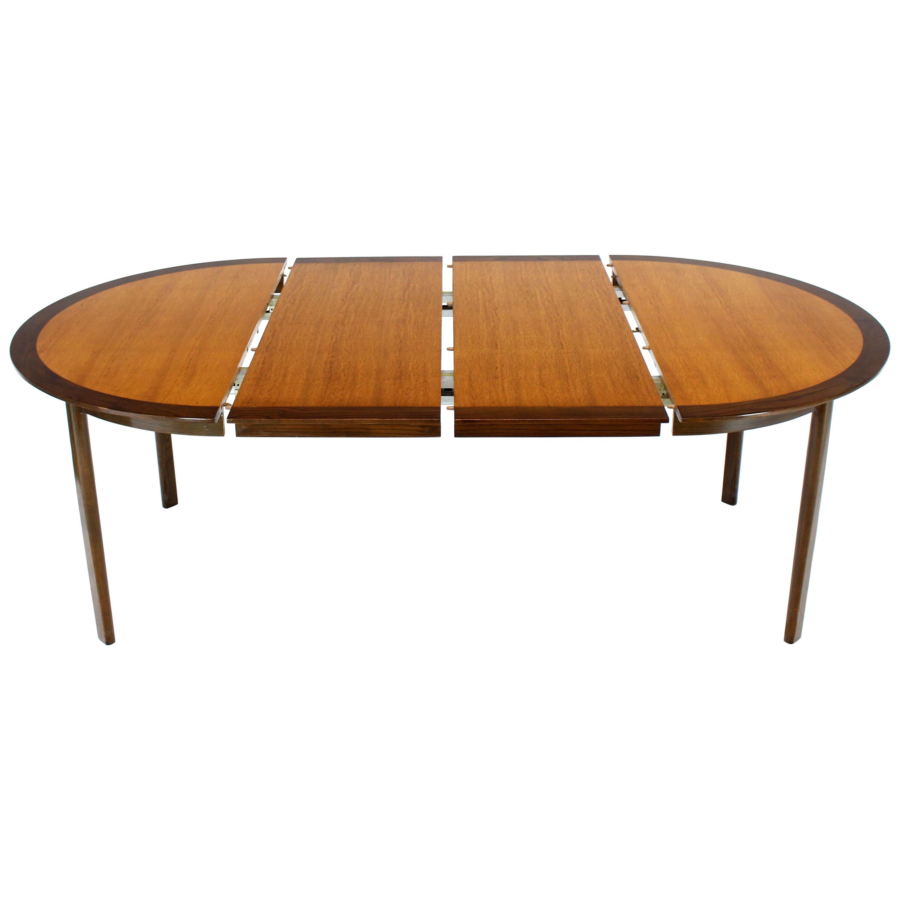 Dunbar Two-Tone Light & Dark Walnut Dining Table with Two Leaves