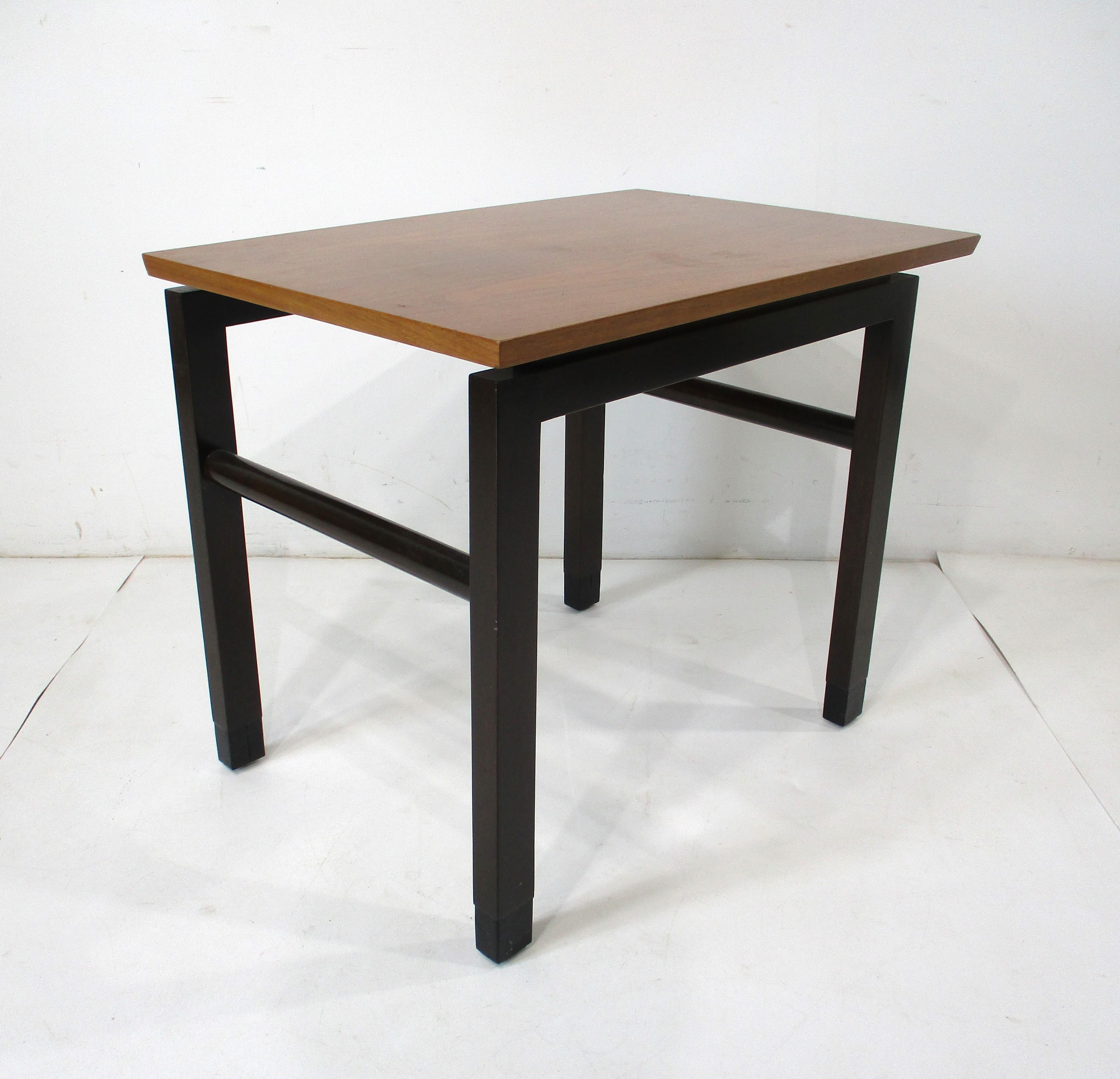American Dunbar Walnut Cantilever Topped End Table by Edward Wormley For Sale