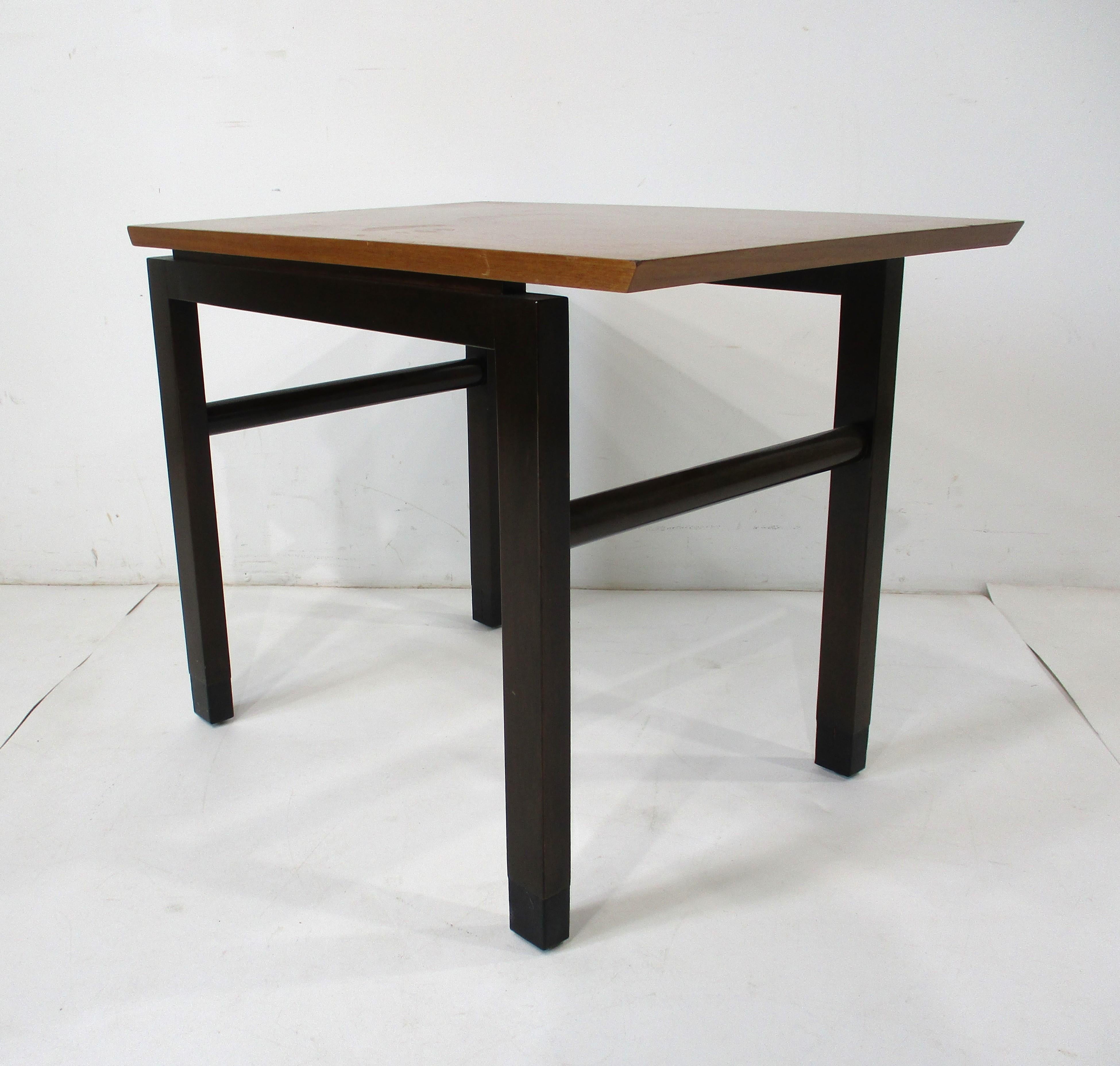 20th Century Dunbar Walnut Cantilever Topped End Table by Edward Wormley For Sale