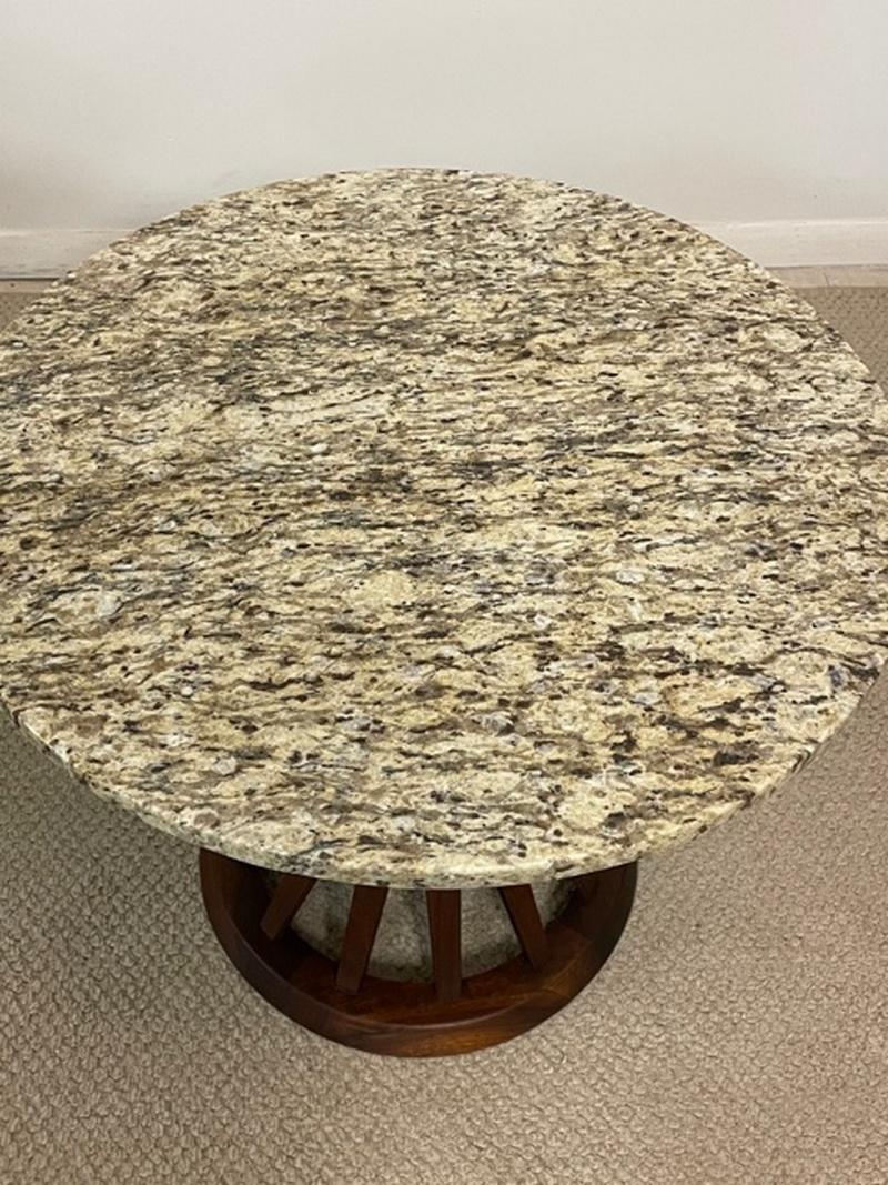 Dunbar Walnut Marble Top Tables Sheaf of Wheat Base Mid-Century Modern Wormley In Good Condition For Sale In Toledo, OH