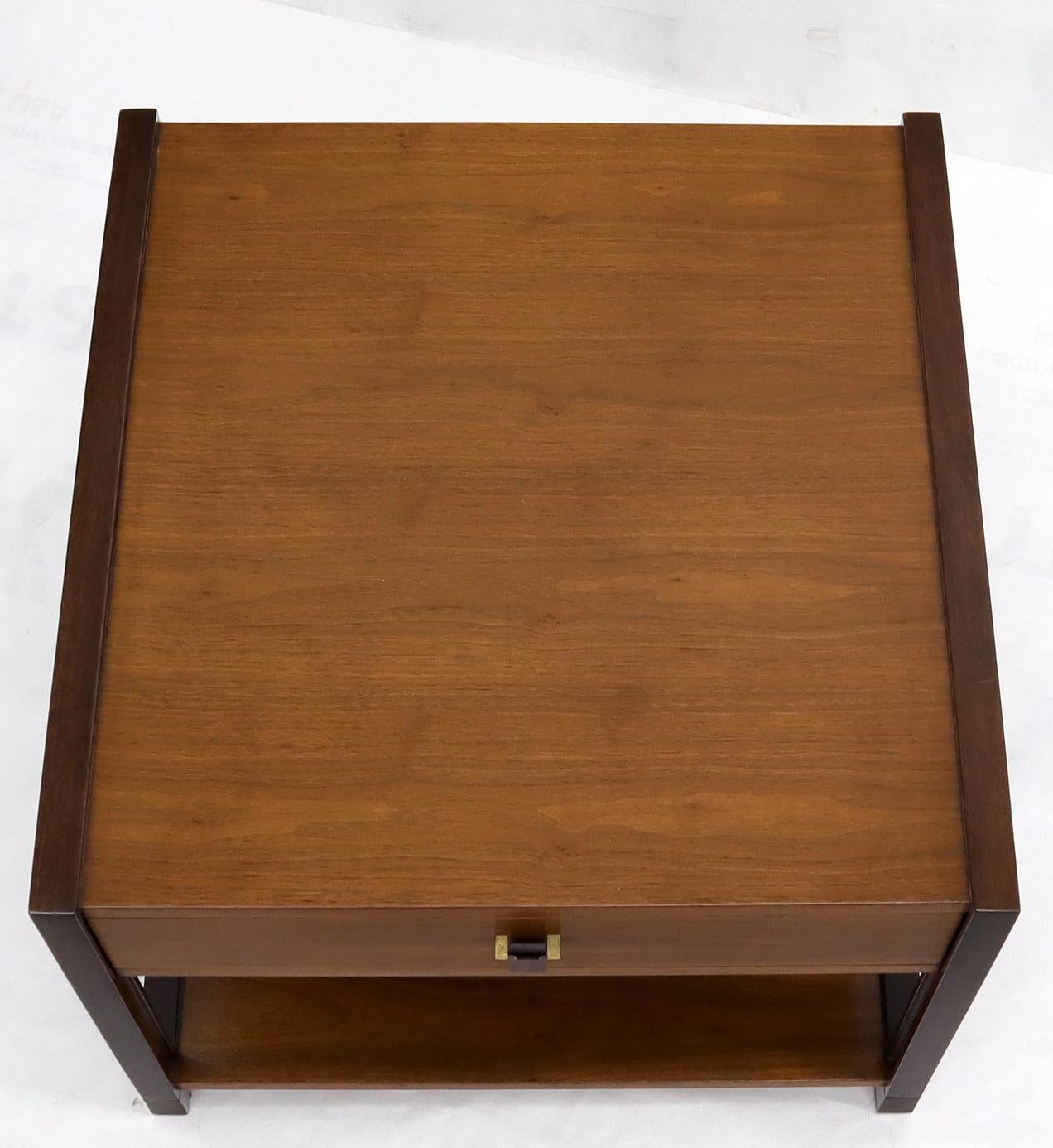 American Dunbar Walnut Rectangle One Drawer End Side Table Stand For Sale