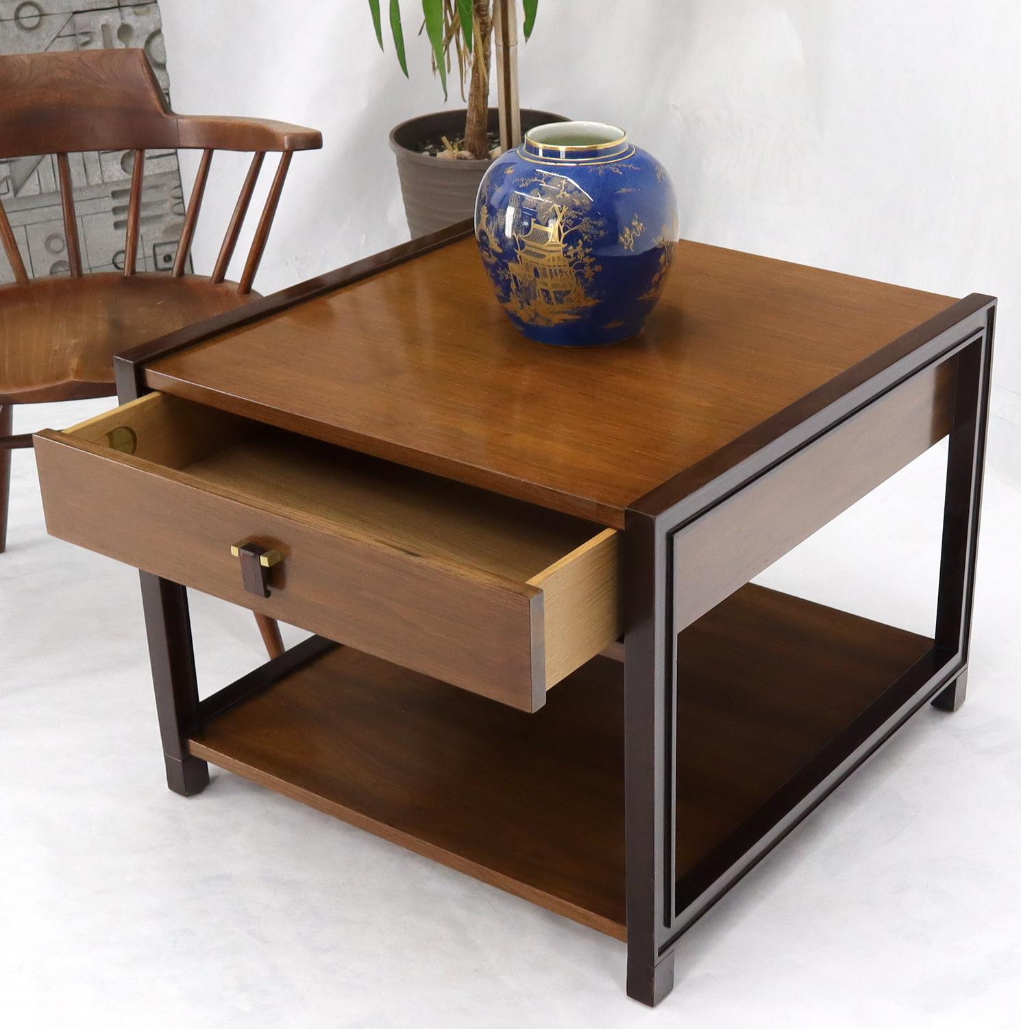 Noce Dunbar Walnut Rectangle One Drawer End Side Table Stand in vendita