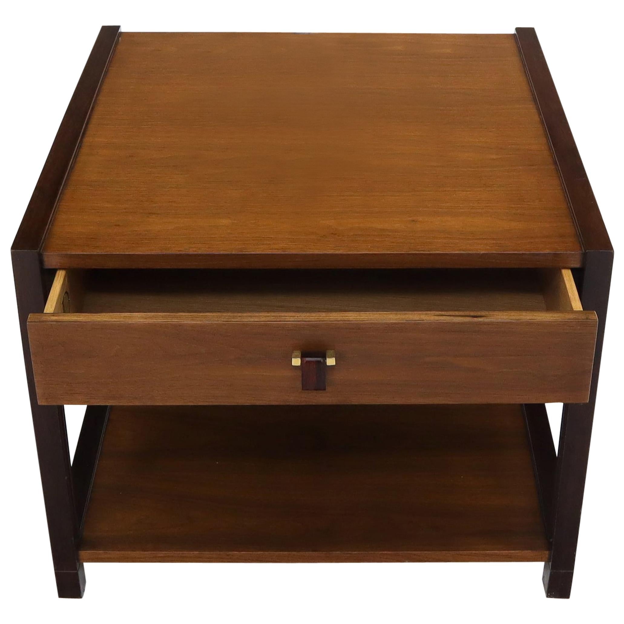 Dunbar Walnut Rectangle One Drawer End Side Table Stand