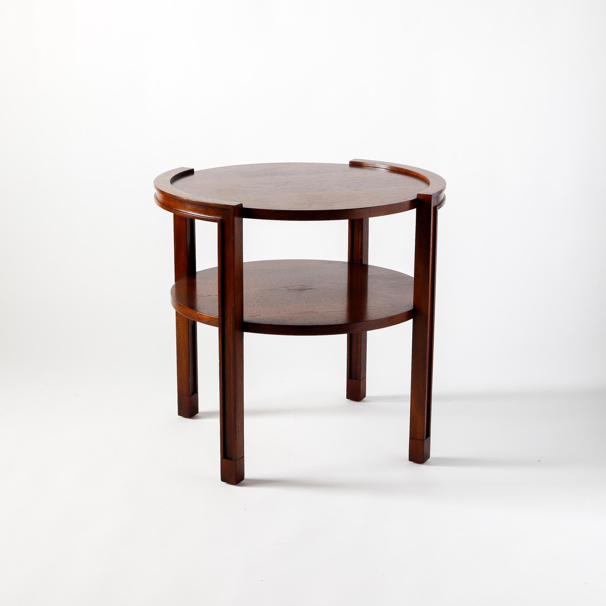 Mid-Century Modern Dunbar Walnut Tiered Side Table by Edward Wormley, circa 1960, Round Two-Tier