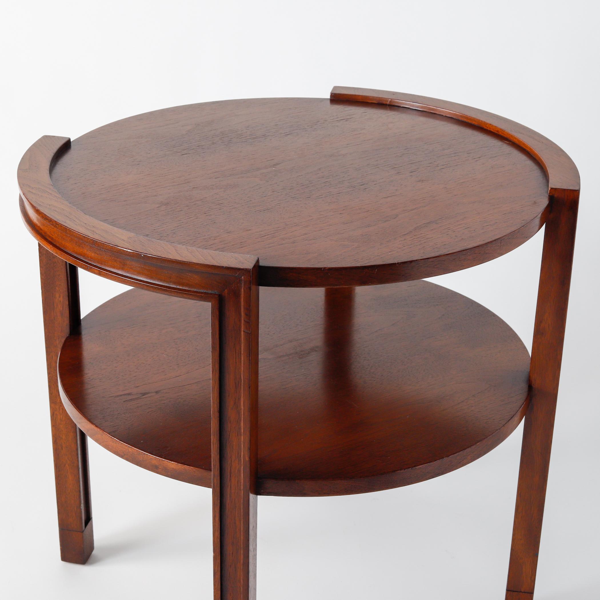 Mid-20th Century Dunbar Walnut Tiered Side Table by Edward Wormley, circa 1960, Round Two-Tier