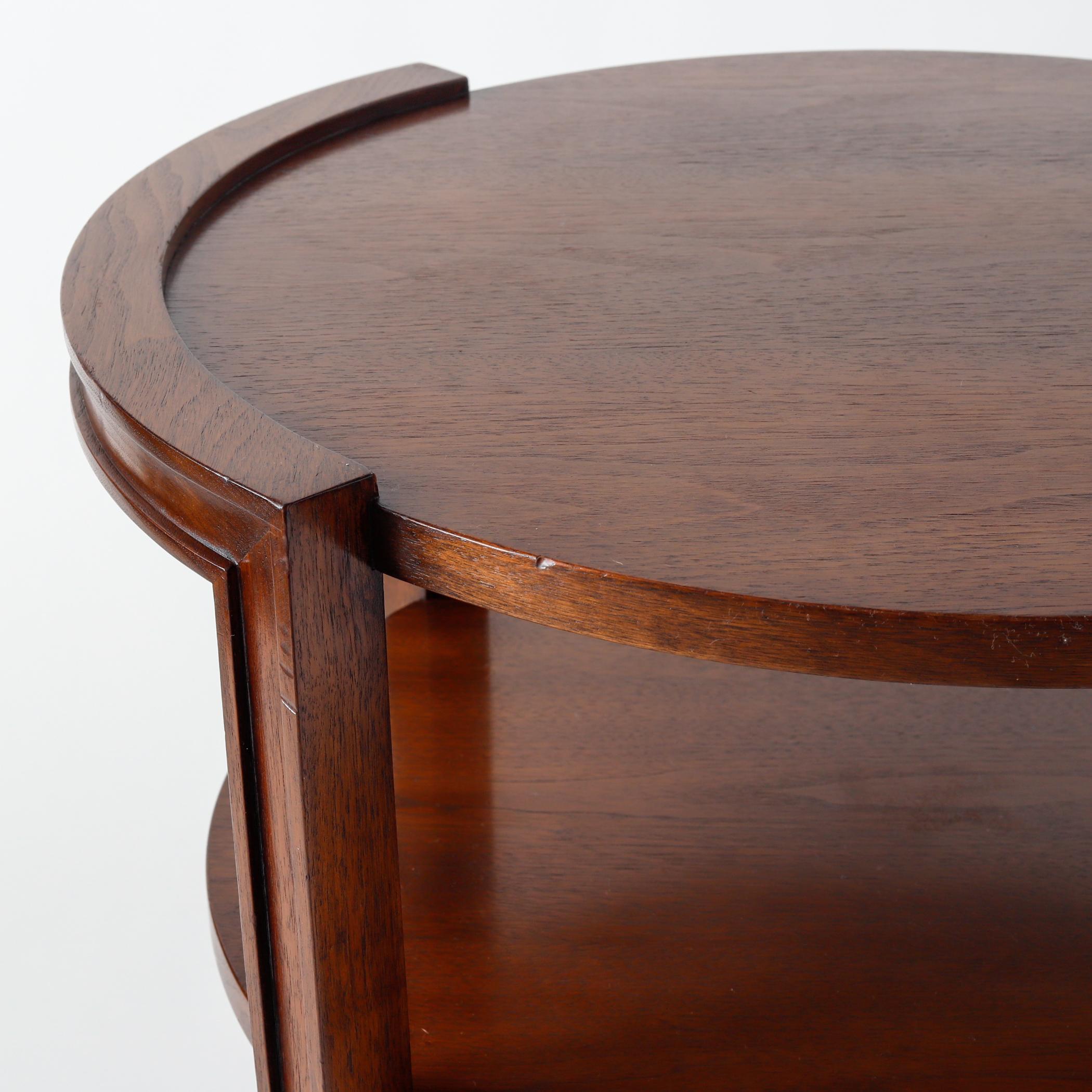 Dunbar Walnut Tiered Side Table by Edward Wormley, circa 1960, Round Two-Tier 2