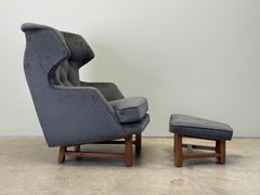 Dunbar Wing Back Janus Chair and Ottoman by Edward Wormley