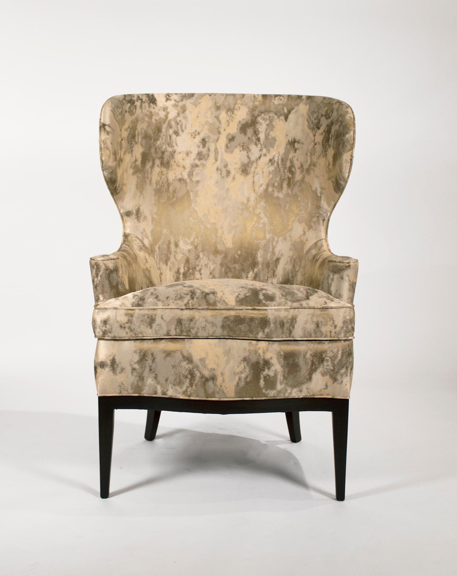 20th Century Dunbar Wingback Chairs Designed by Edward Wormley in a Custom Cartier Textile For Sale