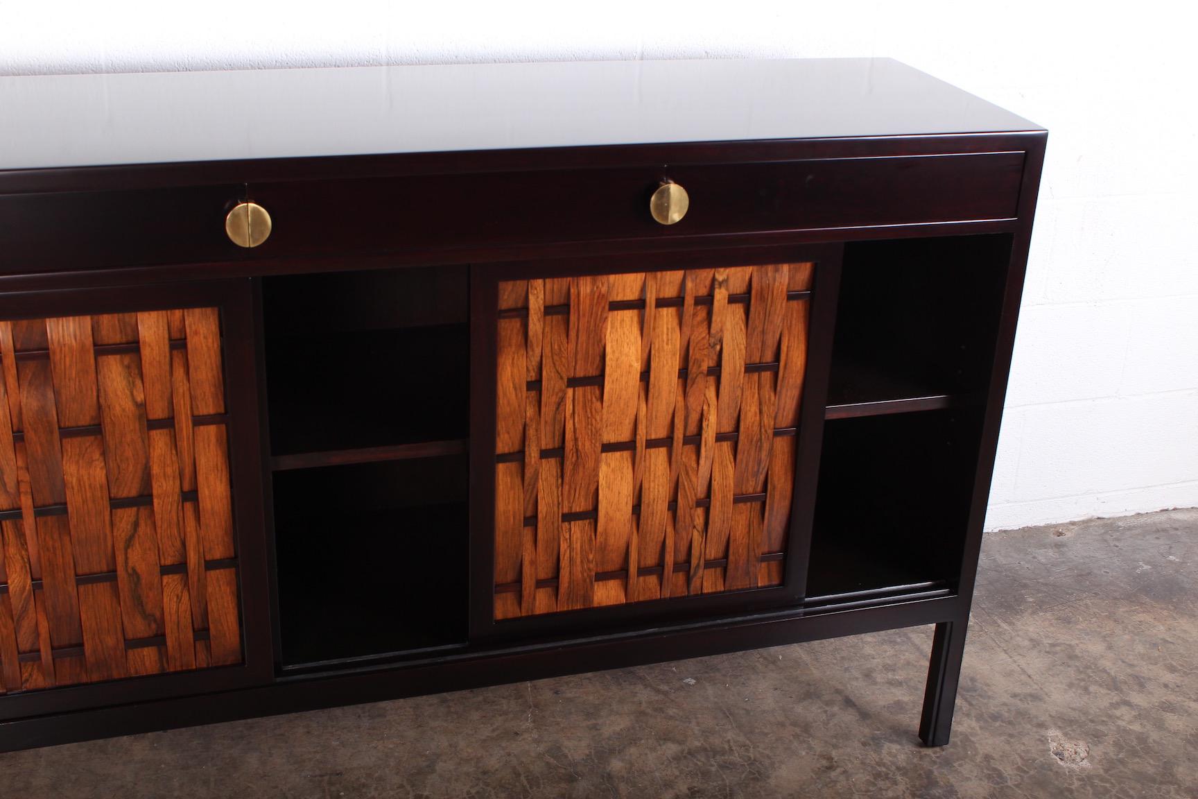 Mid-20th Century Dunbar Woven Front Cabinet by Edward Wormley