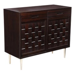 Dunbar Woven Front Chest, Mahogany and Brushed Nickel, Signed