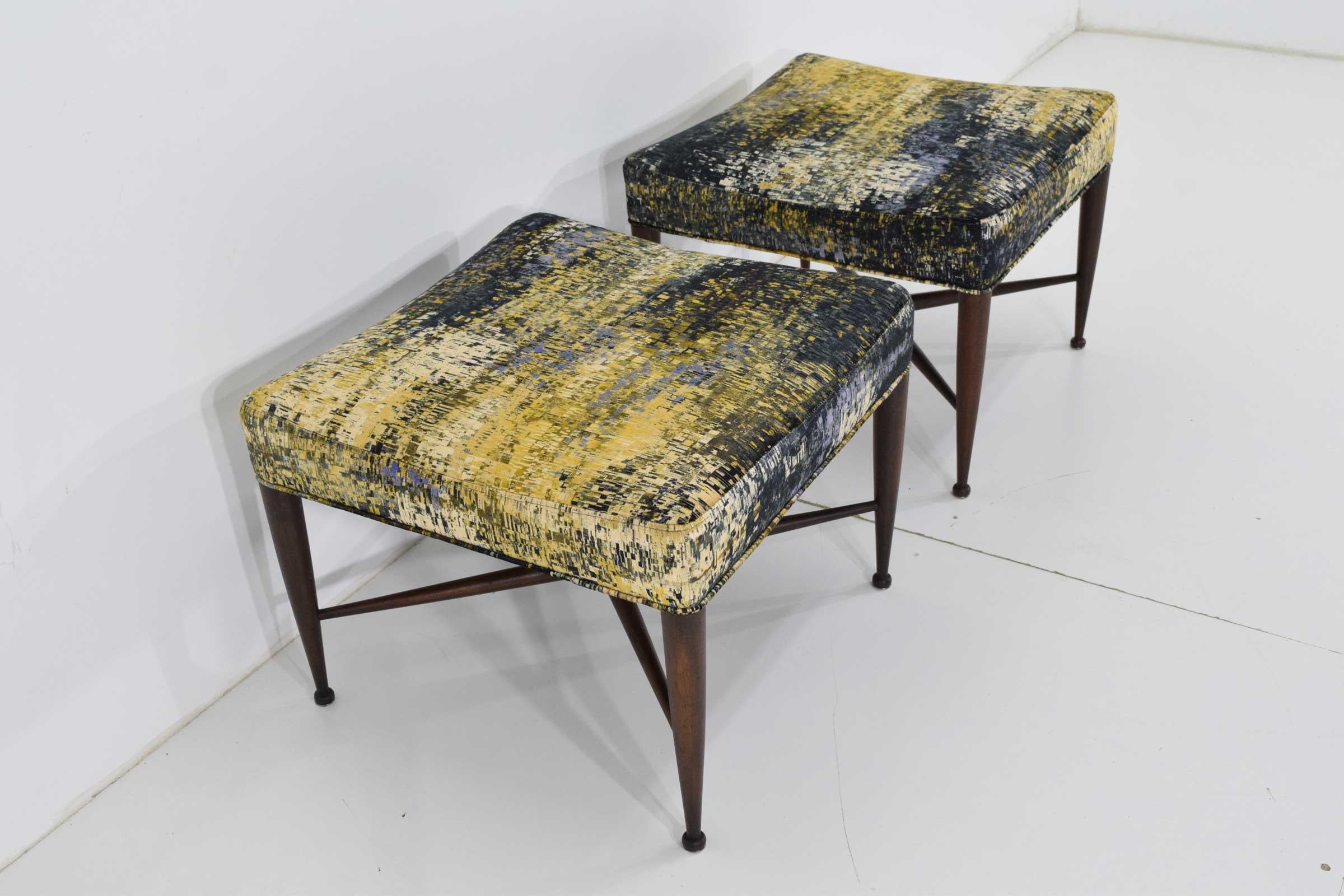 Mid-Century Modern Dunbar X-Base Stools by Edward Wormley