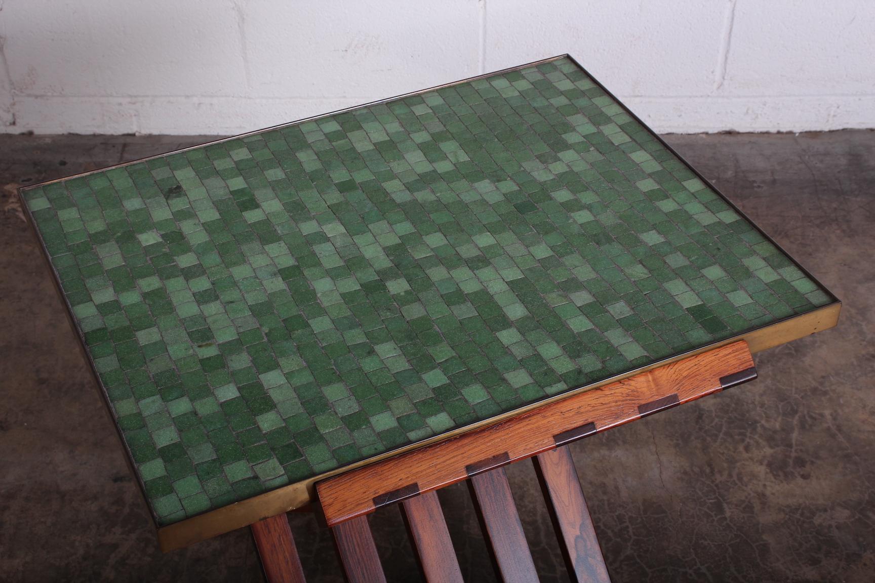 Dunbar X-Base Table with Murano Glass Tile Top 8