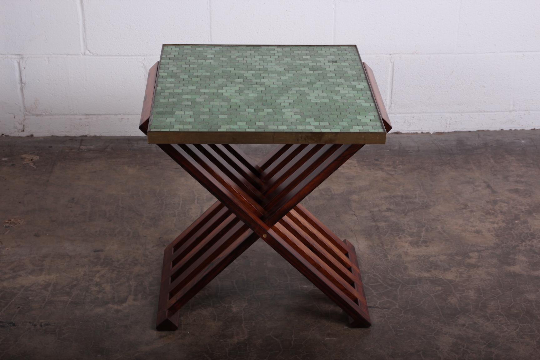 Dunbar X-Base Table with Murano Glass Tile Top 1