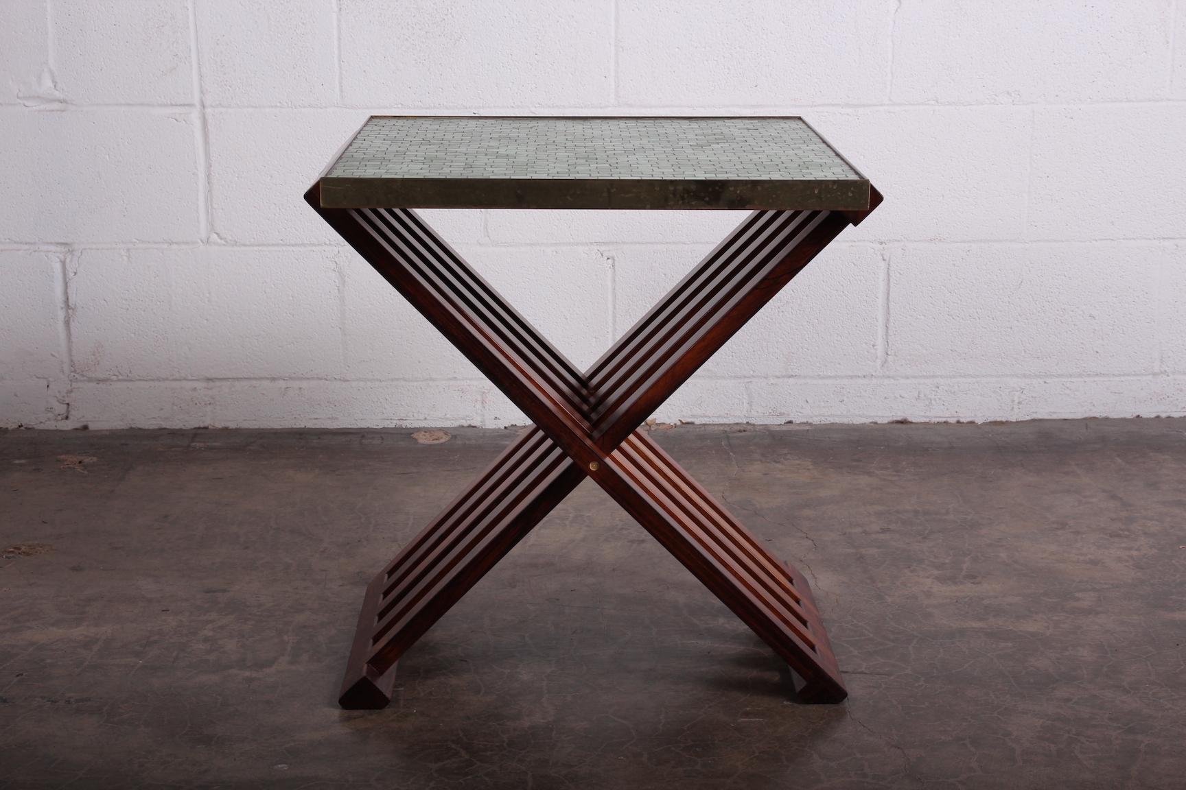 Dunbar X-Base Table with Murano Glass Tile Top 2