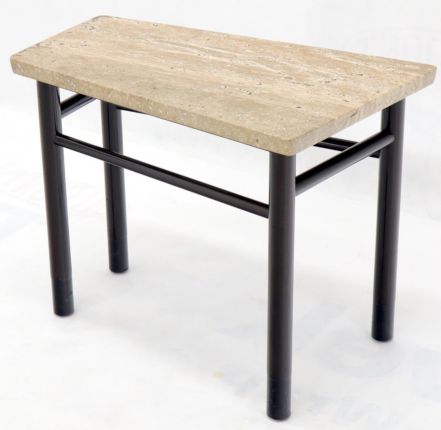 Dunbard Trapezoid Shape Travertine Marble-Top End Side Table on Dowel Legs 3