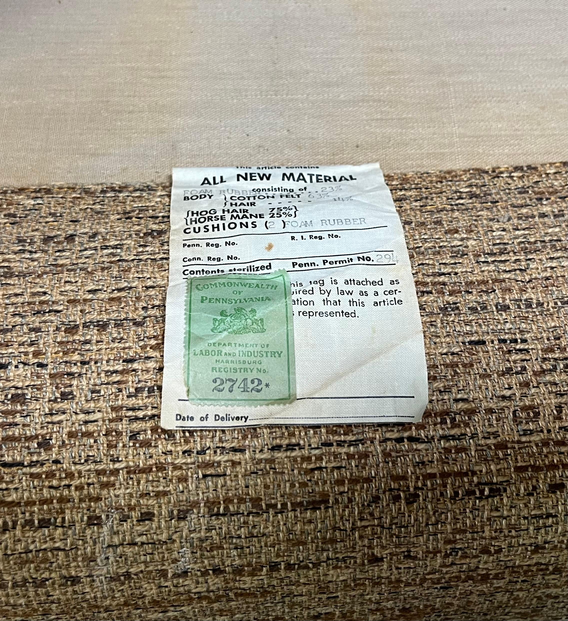Dunbar’s Famed #4907 Even Arm Sofa By Edward Wormley In Good Condition In Southampton, NJ