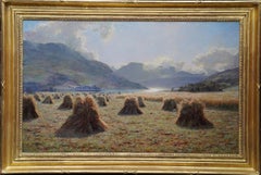 Harvest in Stirlingshire - Scottish 19thC Victorian exhib landscape oil painting