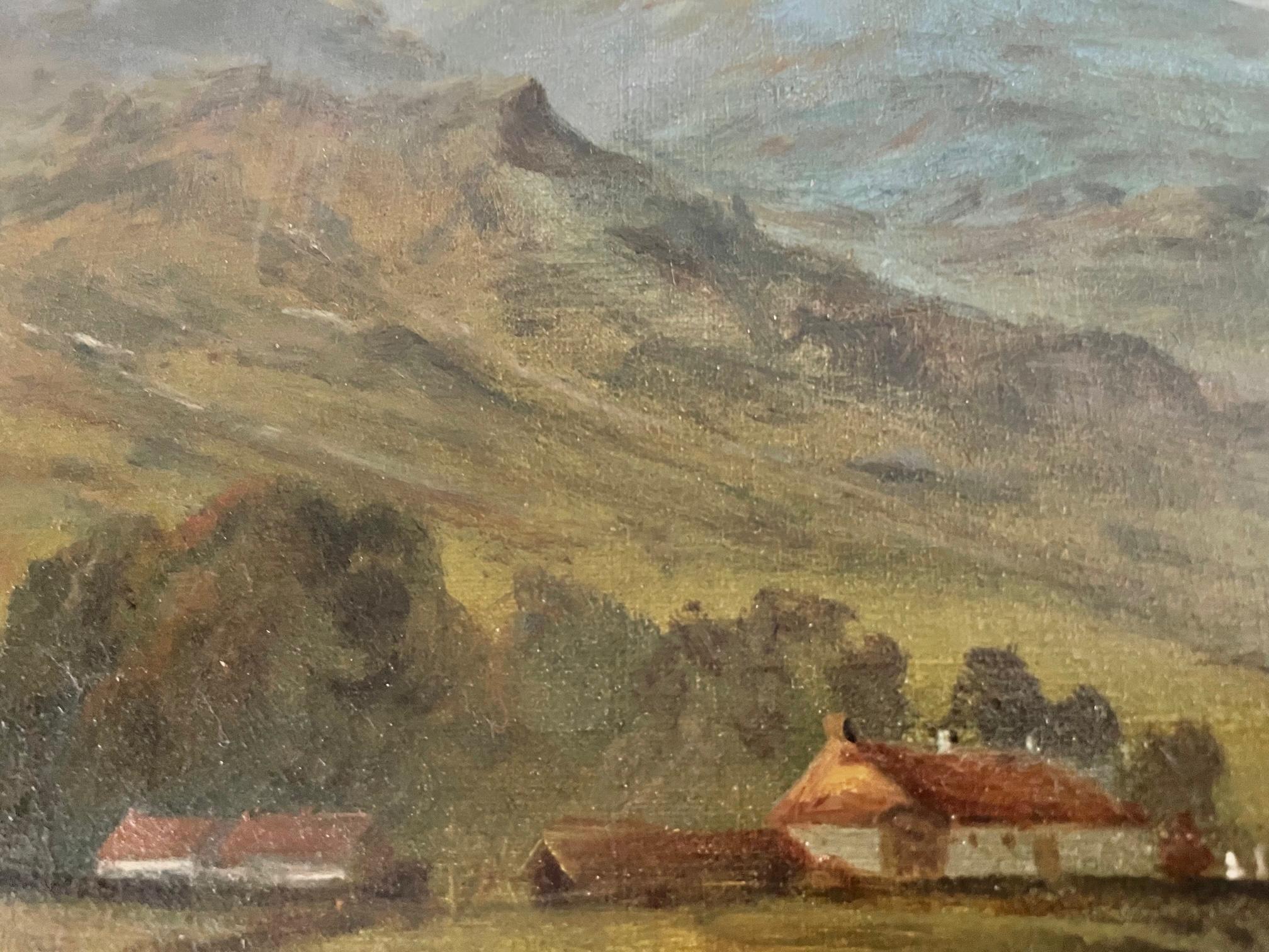 Highland-Kattle-Wassergeschirr  (Braun), Landscape Painting, von Douglas Cameron