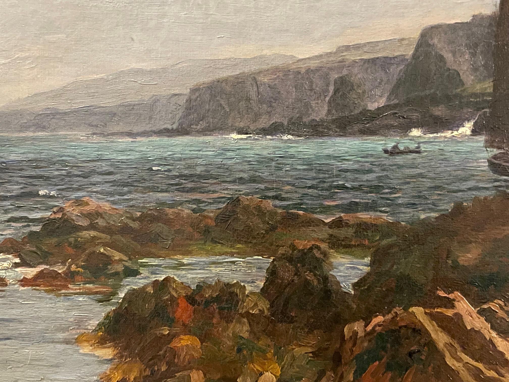 Schottische Meeresküste von Iona   (Beige), Landscape Painting, von Duncan Cameron