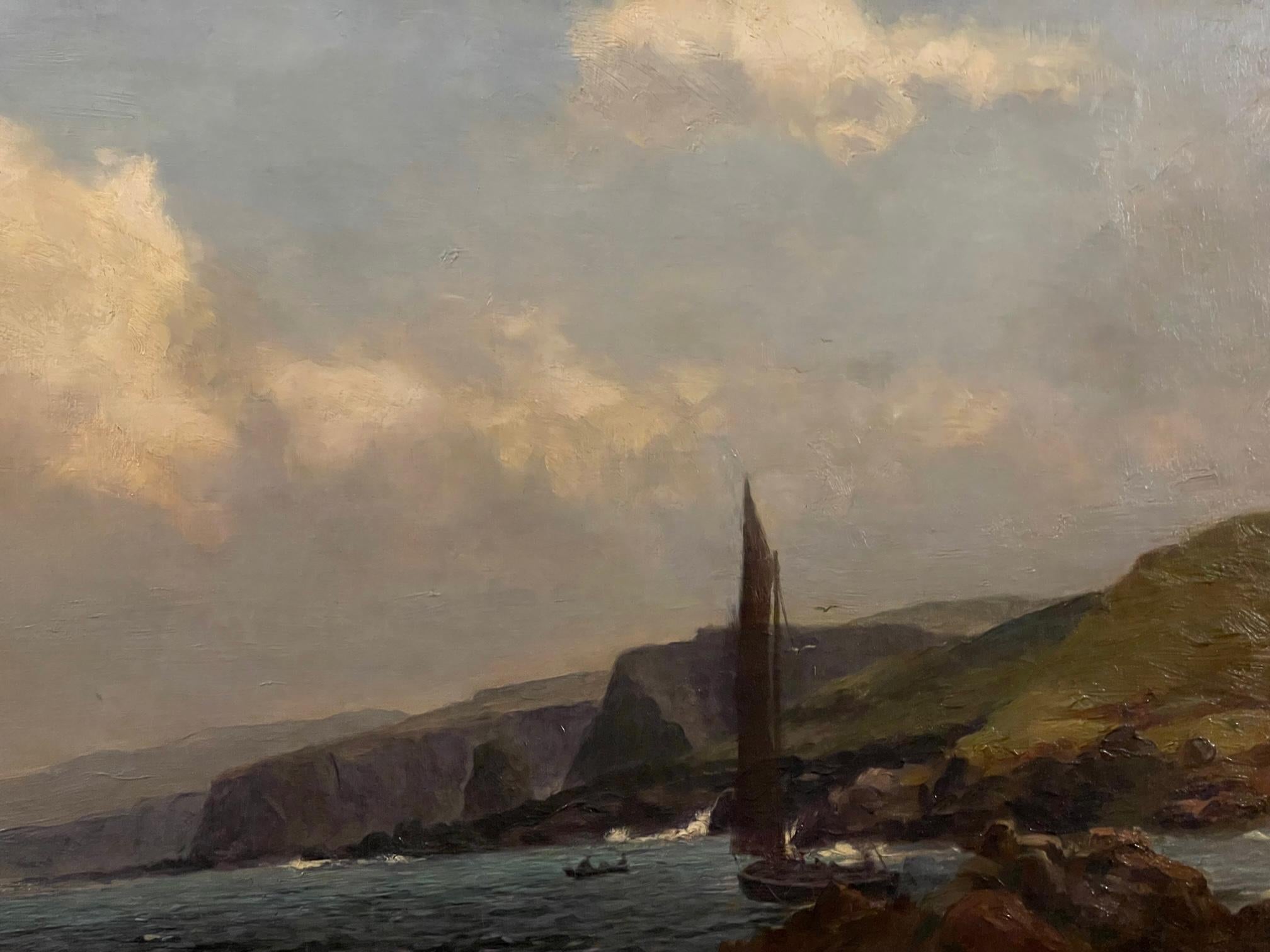 Exhibition-sized painting of Iona Island coast by celebrated Scottish artist Duncan Cameron (1837-1916), this is a large and expansive 19th century landscape oil painting on canvas. Renowned for his landscape paintings, this work captures the