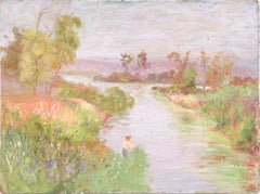 Impressionist Creek Scene Early 20th century Oil