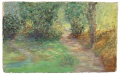 Impressionist Forest Trail, Oil Landscape Painting, Circa 1920s