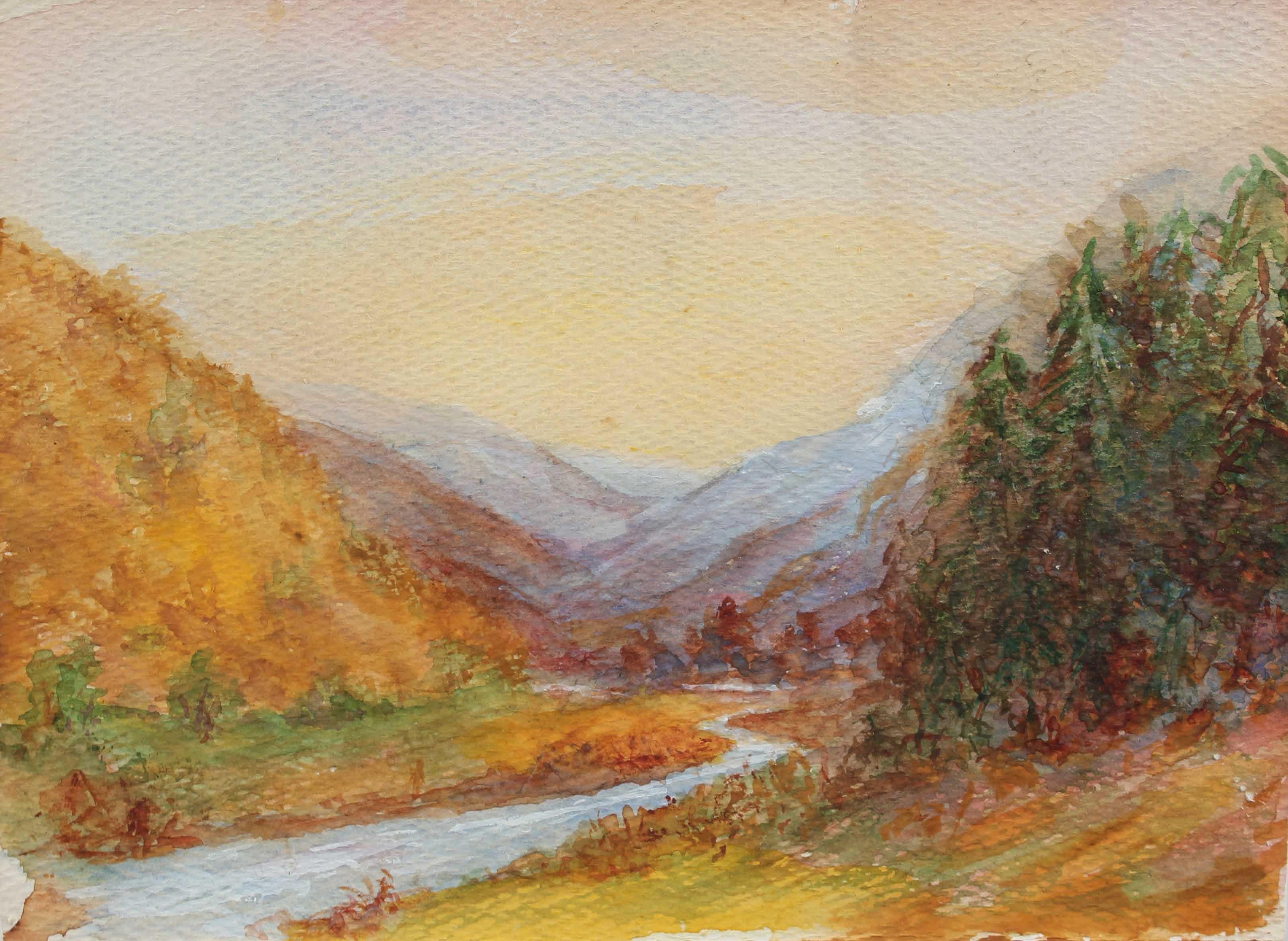 Duncan Davidson Landscape Painting - Impressionist Landscape in Watercolor Painting, Circa 1920s