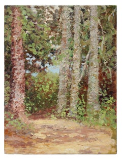 Impressionist Trees in a Landscape, Oil Painting, Circa 1900-1930s