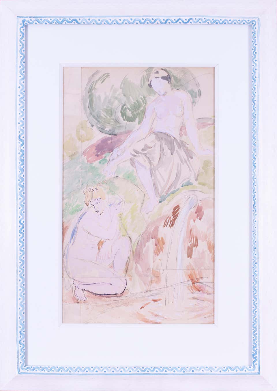 Duncan Grant original mixed media on paper 'Bathing ladies', British, 20th C