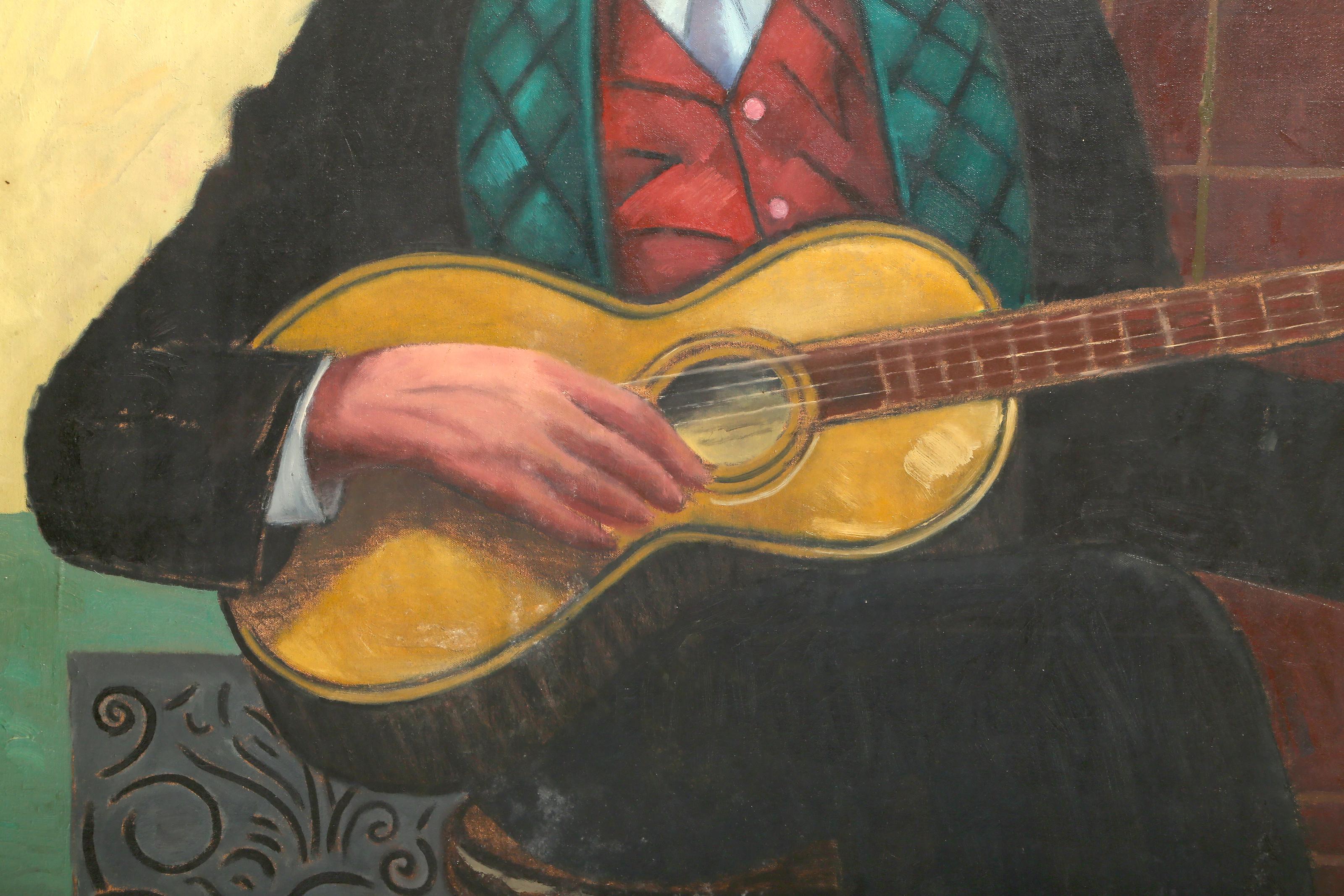 Man Playing Guitare, peinture à l'huile de Duncan Hannah en vente 2