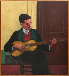 Uomo che suona la chitarra, dipinto a olio di Duncan Hannah
