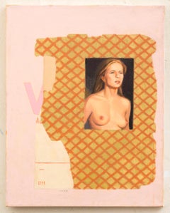 Duncan Hannah, Pink Rainbaux, oil painting on canvas (collage, portrait)