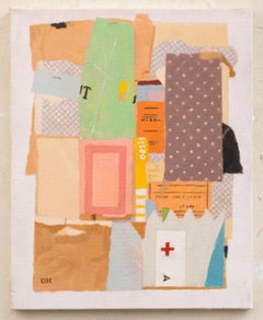 Duncan Hannah, Red Cross, oil painting on canvas (figurative, collage)