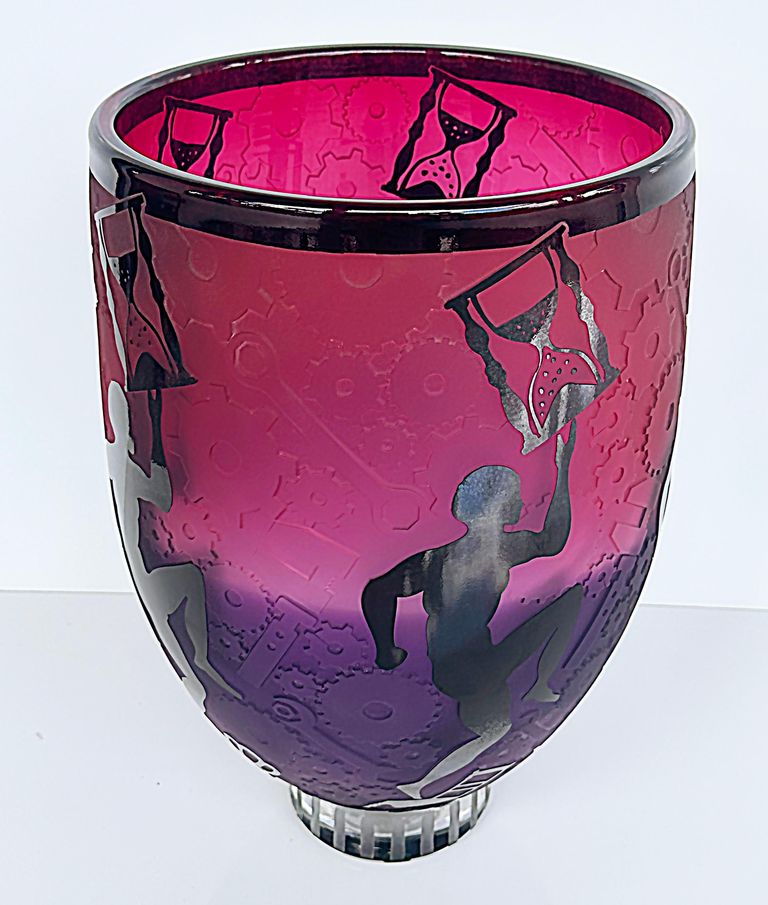 Duncan McClellan Etched Overlay Art Glass Cameo Vase, circa 2005, Artist Signed

Offered for sale is a Duncan McClellan etched and overlay art glass cameo vase circa 2005. McClellan is a Florida artist who has achieved national recognition for his