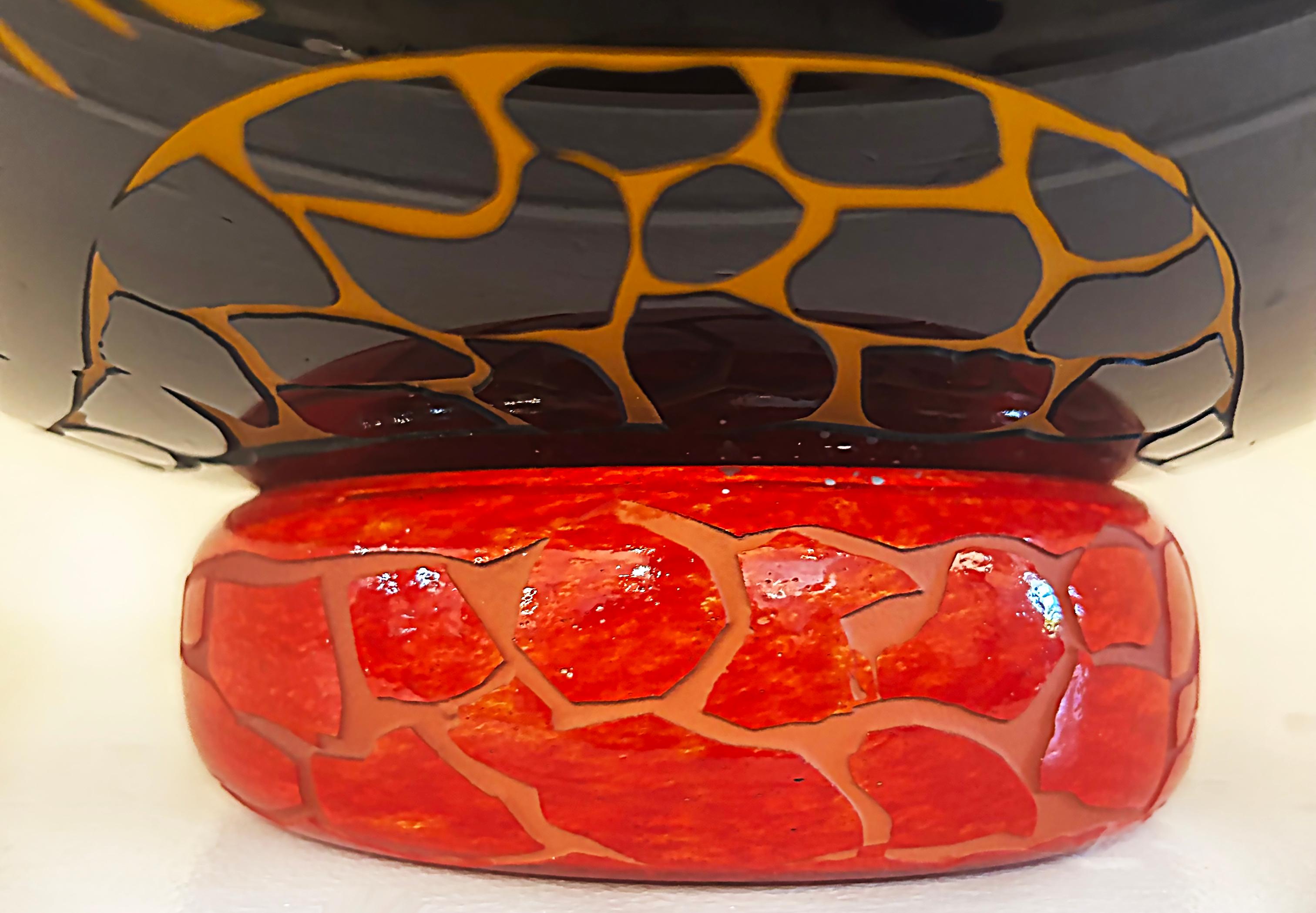 Duncan McClellan Figurative Acid-Etched Art Glass Vase, Palm Tree  For Sale 5
