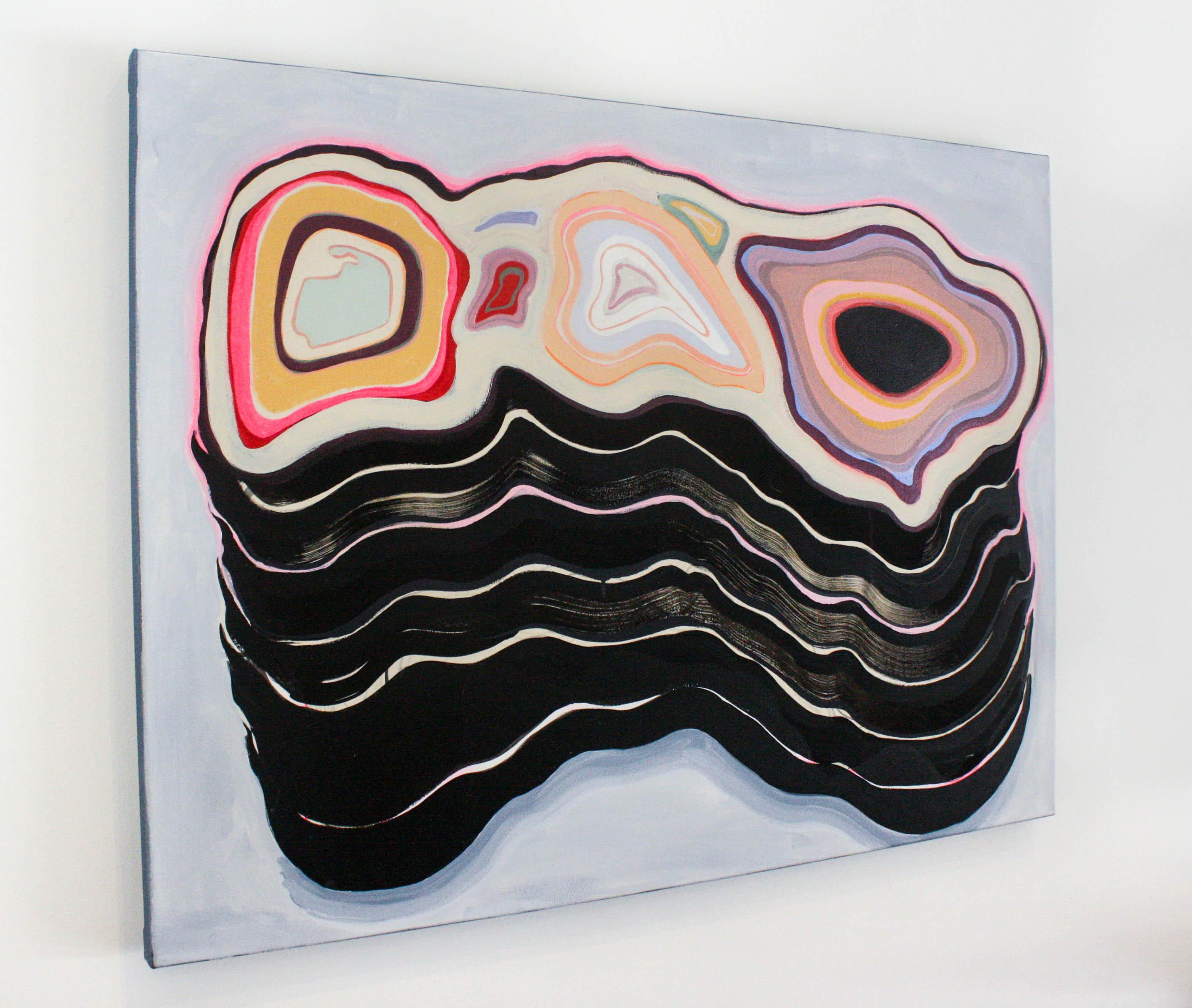 Untitled (six slices)- Abstract, Acrylic Paint, Black, White, Violet, Pink, Red - Painting by Duncan McDaniel