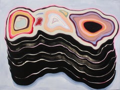 Untitled (six slices)- Abstract, Acrylic Paint, Black, White, Violet, Pink, Red