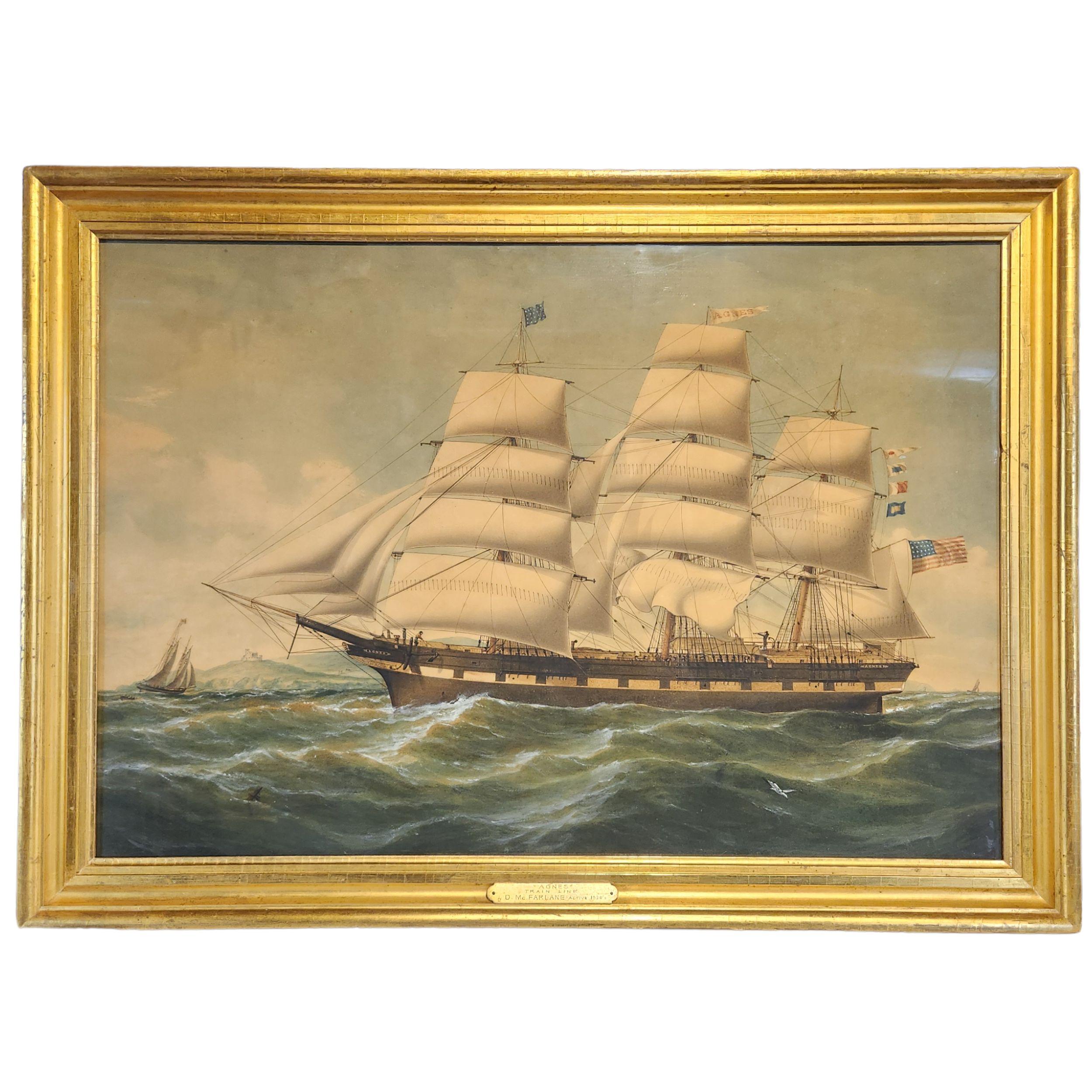Ritratto della nave Agnes - Landscape Painting Marrone di Duncan McFarlane