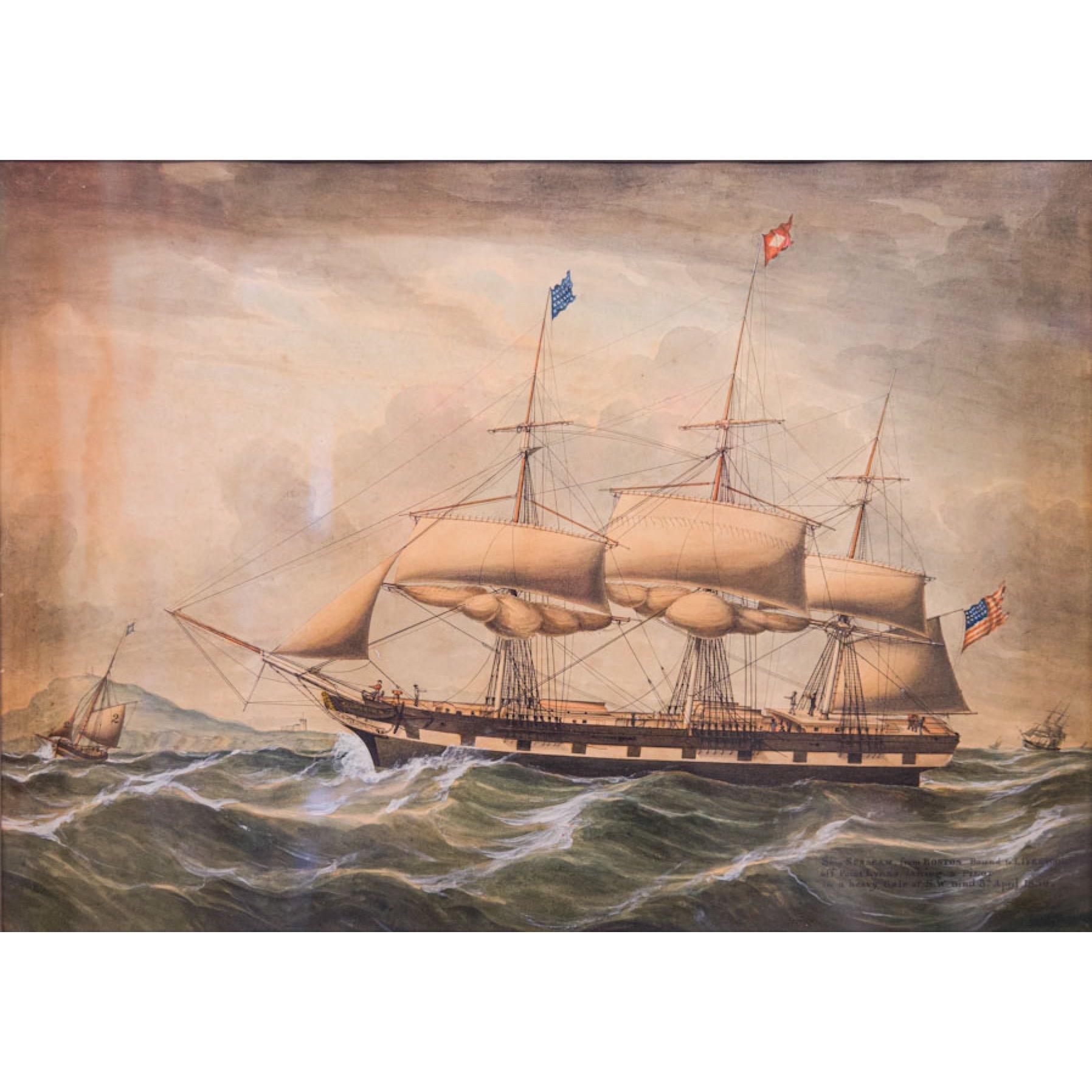 „The Packet Sunbeam Of Boston Picking Up The Liverpool Pilot In Heavy Gale“ – Painting von Duncan McFarlane