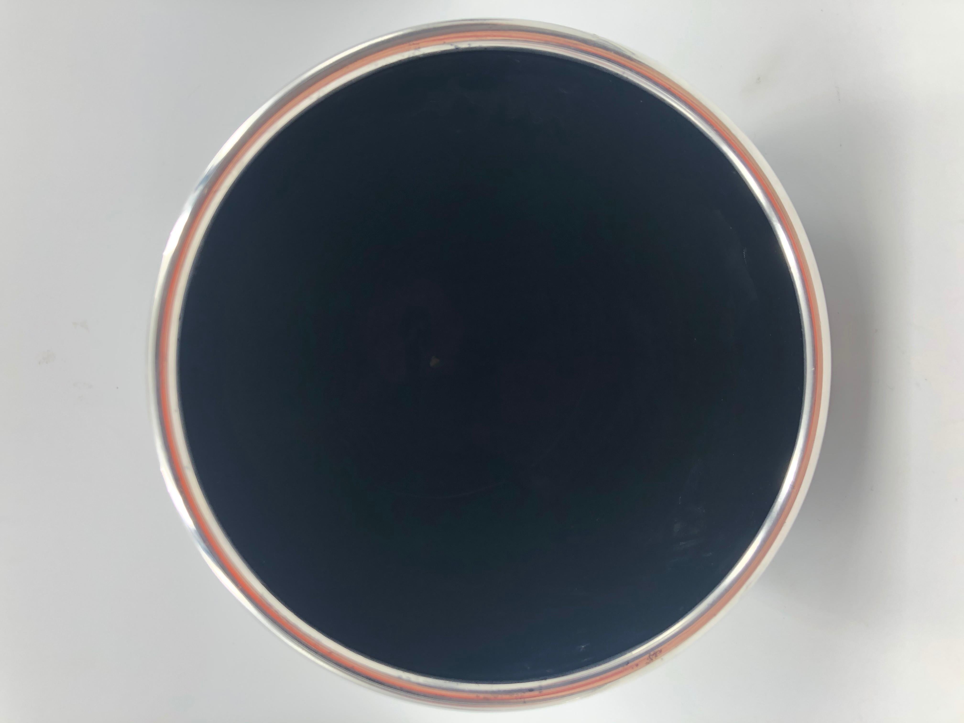 American Duncan Miller Art Deco Black Amethyst Ebony Glass Sterling Overlay Rocket Vase