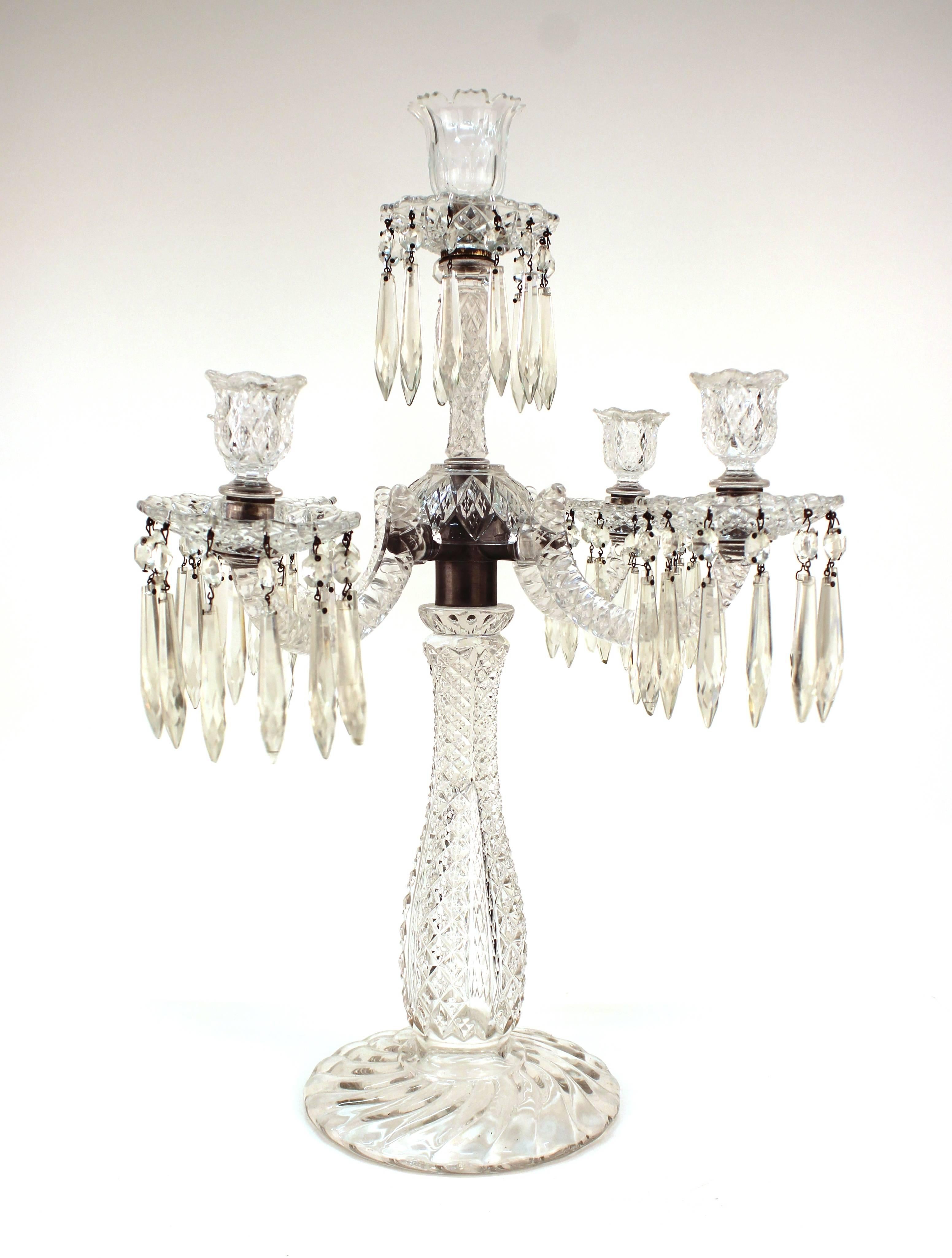 Duncan Miller Candelabra in Sandwich Glass For Sale 1