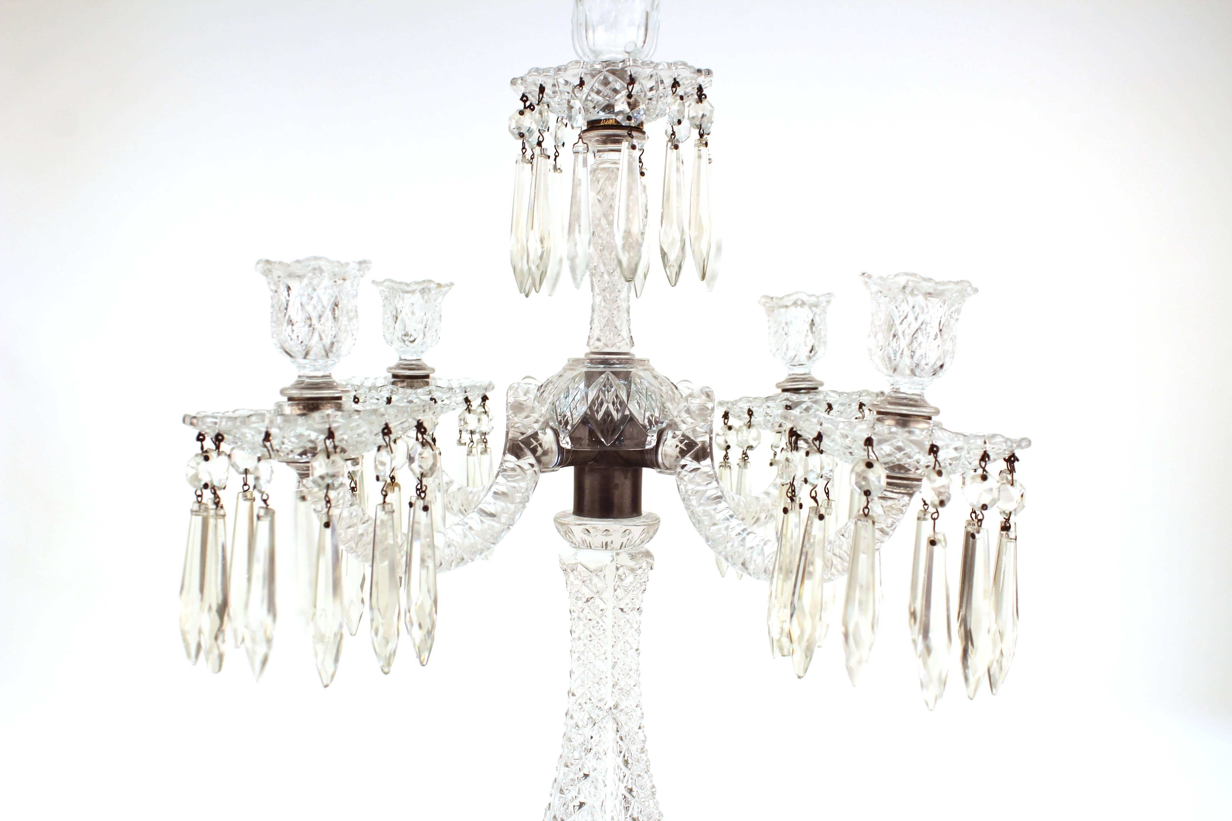 American Duncan Miller Candelabra in Sandwich Glass For Sale