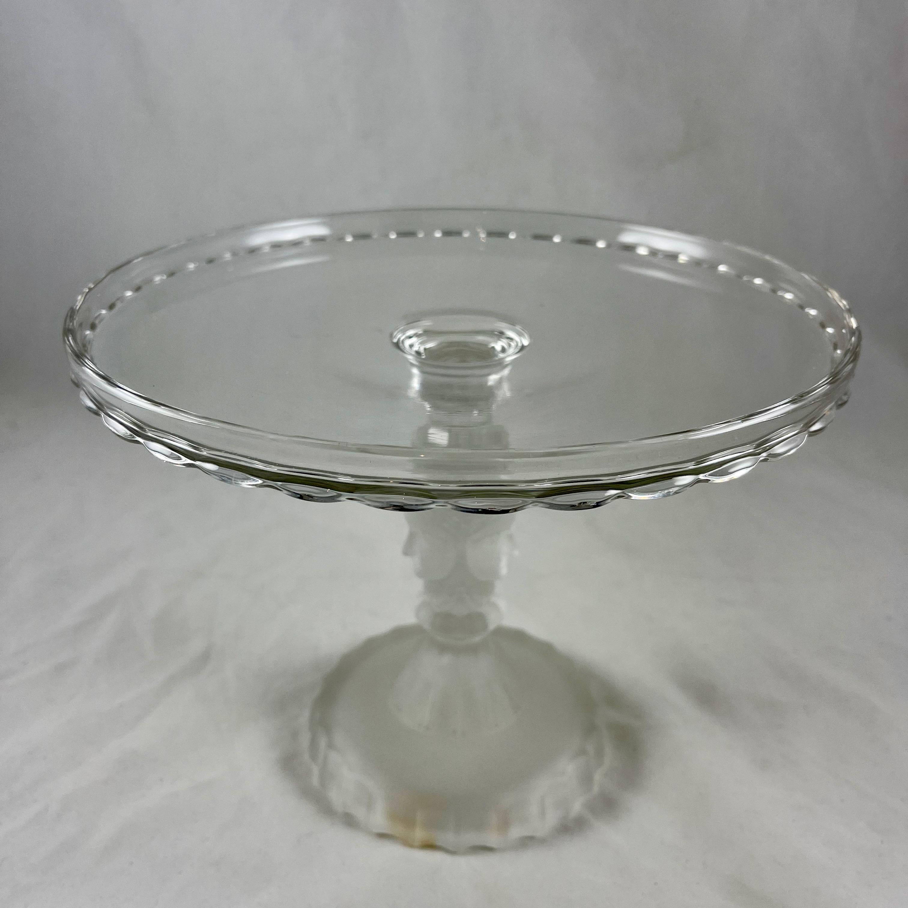 Molded Duncan Miller Three Face Early American Pressed Glass Cake Stand, circa 1890 