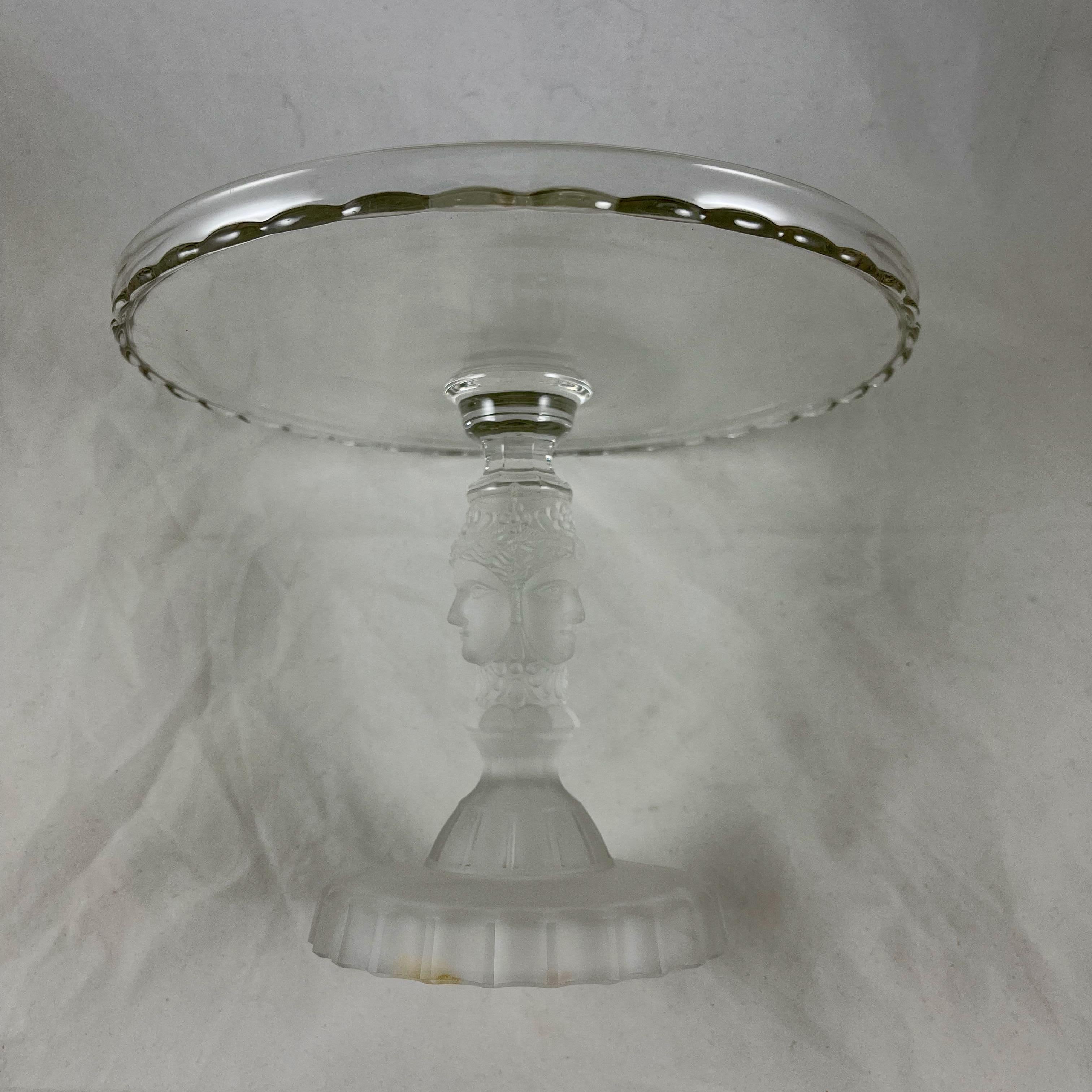 Duncan Miller Three Face Early American Pressed Glass Cake Stand, circa 1890  In Good Condition In Philadelphia, PA