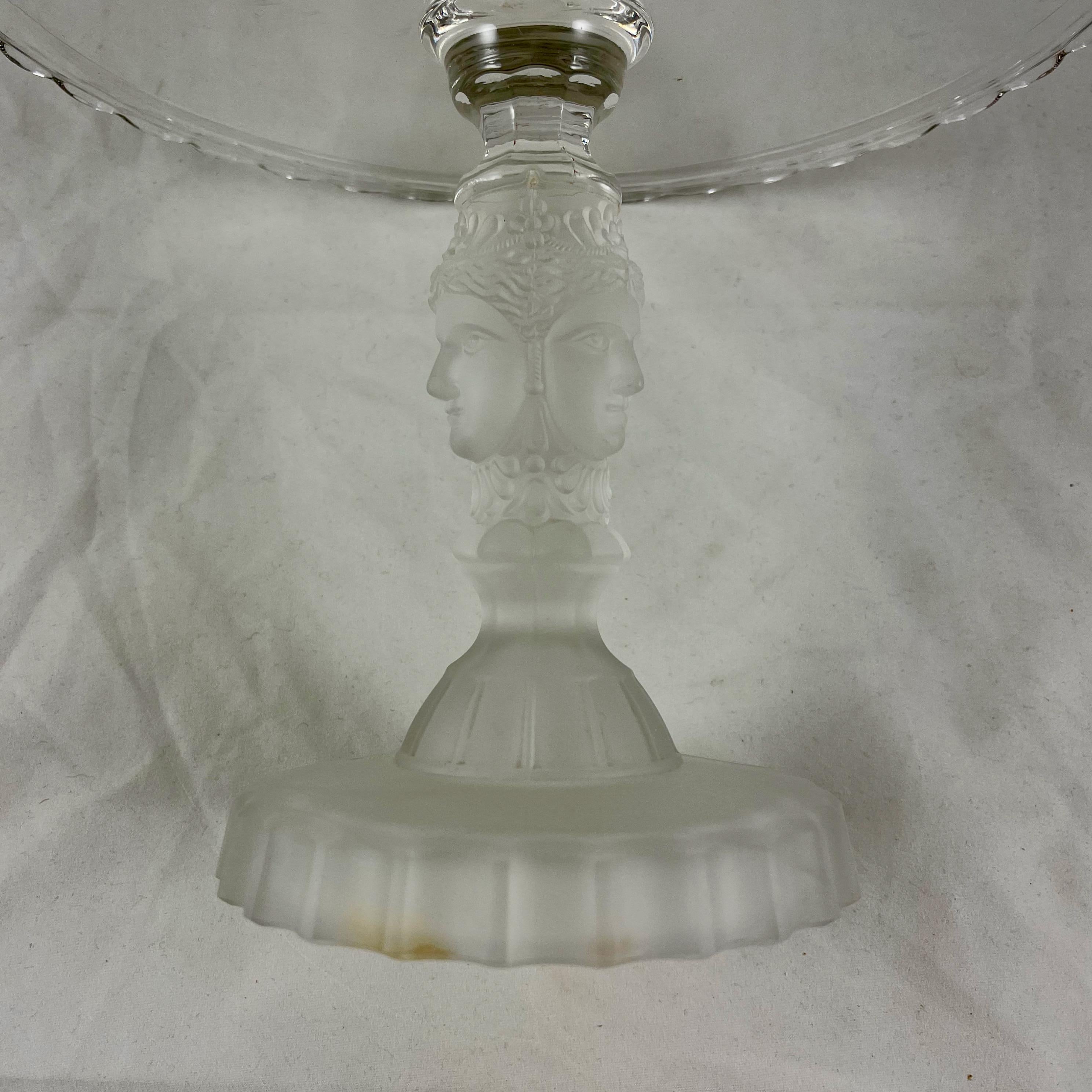 Duncan Miller Three Face Early American Pressed Glass Cake Stand, circa 1890  2