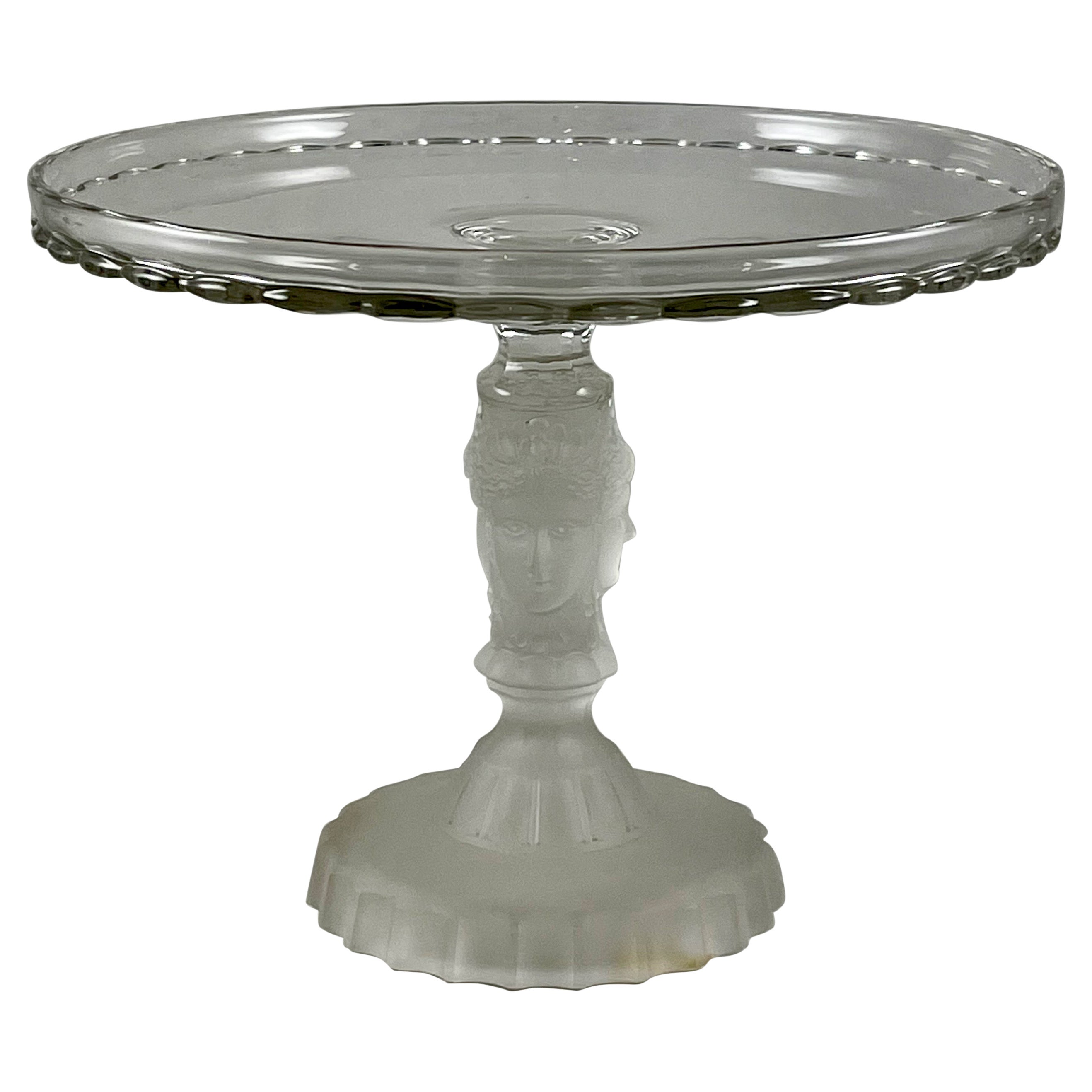 Duncan Miller Three Face Early American Pressed Glass Cake Stand, circa 1890