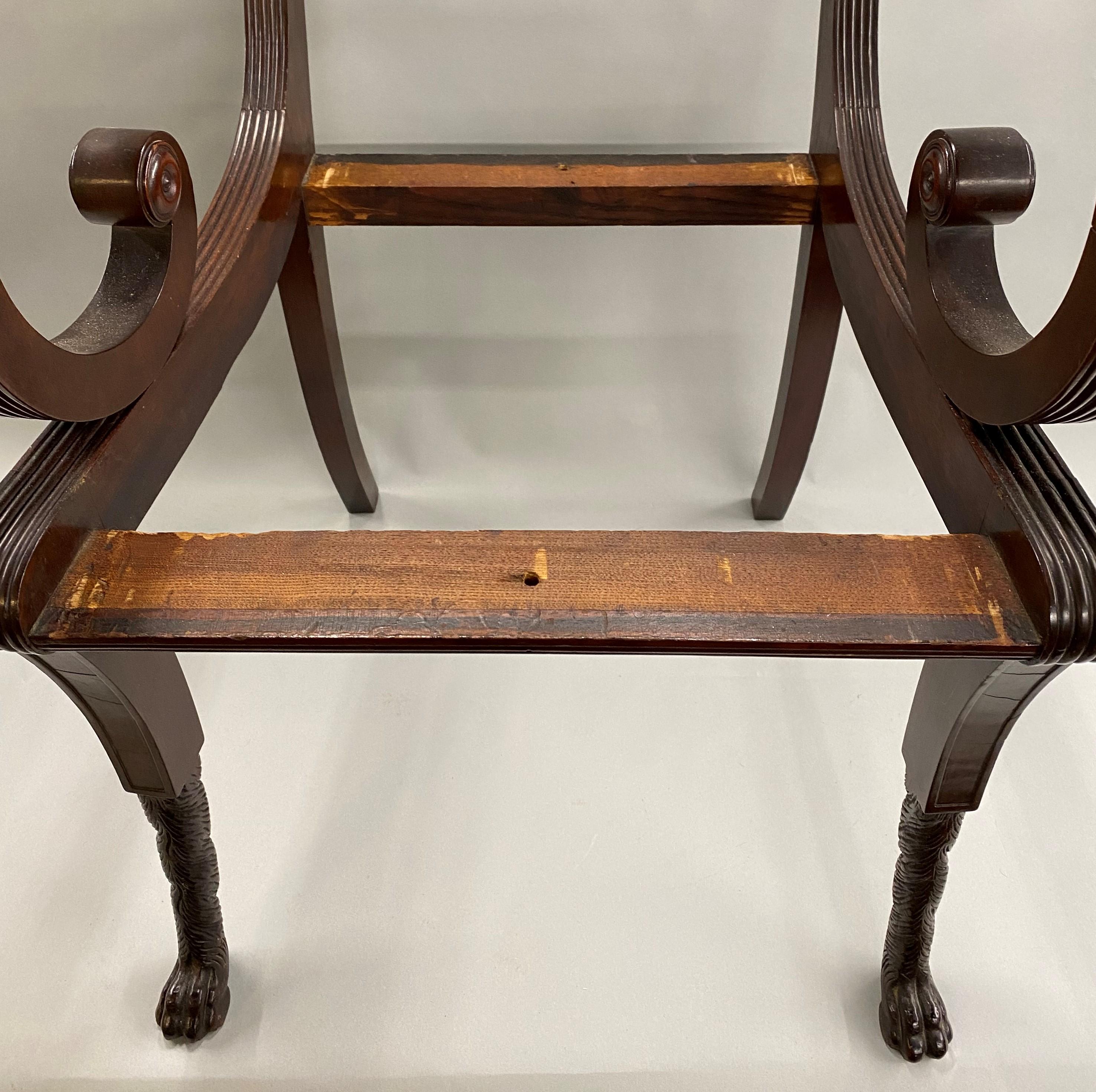 Upholstery Duncan Phyfe Classical Mahogany Armchair