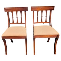 Duncan Phyfe Mahogany Upholstered Chairs Circa 1940s, a Pair