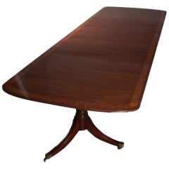 Duncan Phyfe School Crossbanded Mahogany Double Pedestal Banquet Table